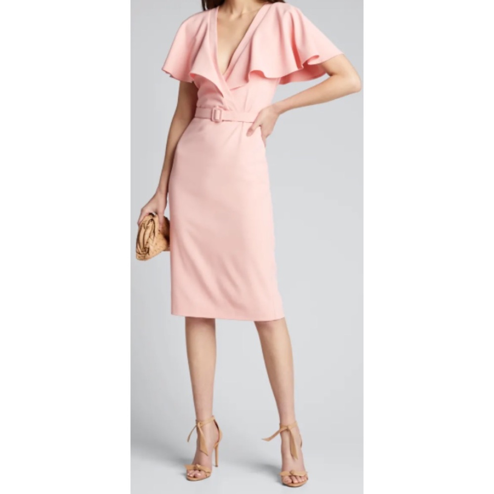 💞ROSE/LIGHT PINK💞 Cape Top Belted Spring/Summer Cocktail Party/Wedding Dress